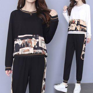 Set: Print Panel Sweatshirt + Sweatpants