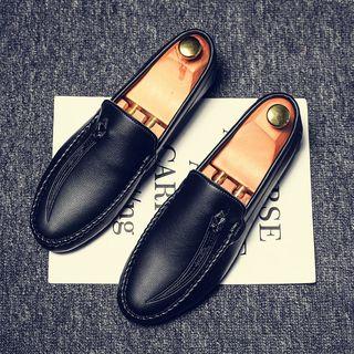 Faux Leather Embroidered Moccasins