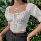 Bow Detail Short-sleeve Cropped Blouse