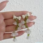 Bow Flower Faux Crystal Fringed Earring
