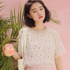 Floral Sheer Panel Short-sleeve T-shirt