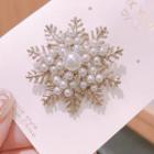 Faux Pearl Snowflake Brooch White & Gold - One Size