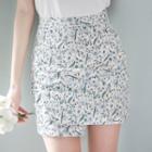 Wrap-front Floral Print Mini Skirt