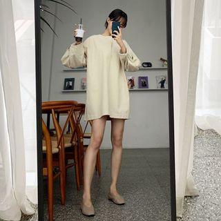 Tall Size Puffed-sleeve Cotton Shift Dress