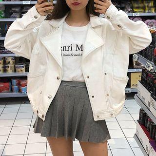 Denim Biker Jacket Off-white - One Size
