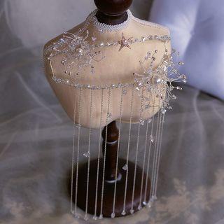 Wedding Faux Crystal Fringed Headpiece Headpiece - White - One Size