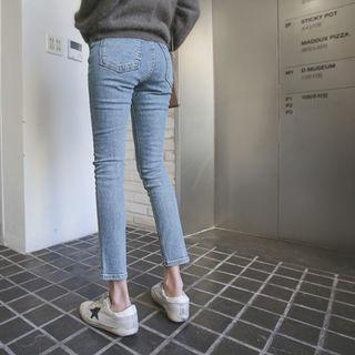 Washed Slim Straight-cut Jeans