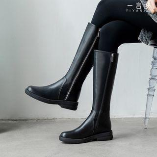 Genuine Leather Side Zip Tall Boots
