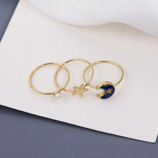 Star Ring Set 6236 - Set Of 3 - Gold - One Size
