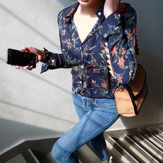 Tall Size Floral Chiffon Shirt