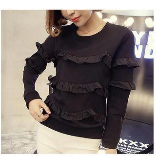Frill Trim Long-sleeve T-shirt