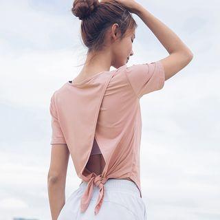 Short-sleeve Slit Back Sports T-shirt