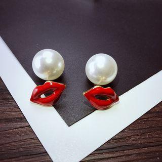 Beaded Lip Earrings