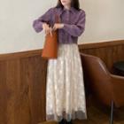 Collared Cardigan / Maxi Lace Skirt