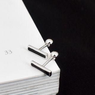 Bar Sterling Silver Earring 1 Pr - Silver - One Size