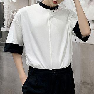 Elbow-sleeve Hoop Accent Shirt