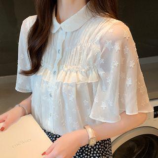 Short-sleeve Chiffon Dots Blouse / Short-sleeve Chiffon Star Blouse