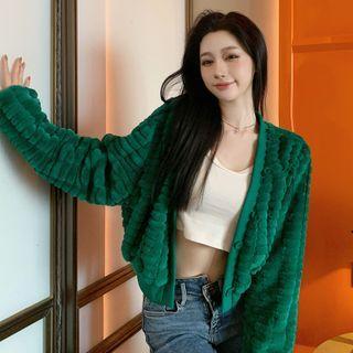 Plain Furry Cropped Cardigan