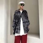 Long-sleeve Paisley Button-down Shirt As Shown In Figure - One Size