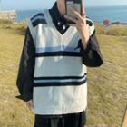 V-neck Color-block Oversize Vest