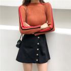 Mock Neck Striped Knitted Top