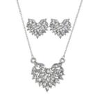 Set Of 2: Rhinestone Heart Earring + Necklace As Shown In Figure - One Size