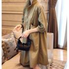 Elbow-sleeve Henley Shirtdress