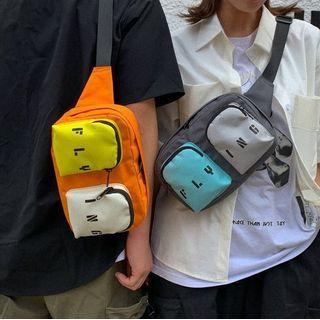 Couple Matching Color Block Belt Bag