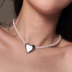 Faux Pearl Heart Choker Faux Pearl & Heart - Silver - One Size