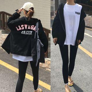 Long Sleeve Printed Jacket Black - One Size
