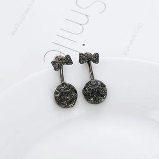 Bow Rhinestone Dangle Earring 1 Pair - Black - One Size