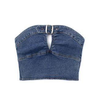 Denim Cutout Cropped Tube Top