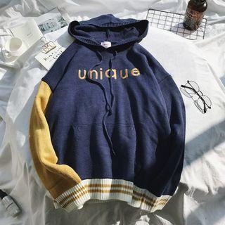 Lettering Hooded Knit Sweatshirt