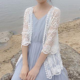Plain Sheer Cape Top White - One Size