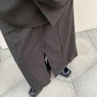 Button Detail Wide Leg Pants Black - One Size