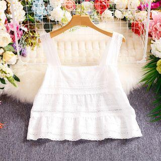 Lace Trim Camisole Top White - One Size