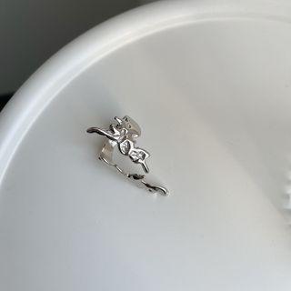 Irregular Sterling Silver Open Ring 1pc - Silver - One Size