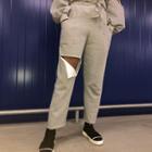 Cutaway Paperbag-waist Jogger Pants