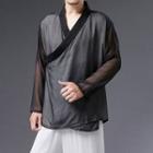 Traditional Chinese Long-sleeve Mesh Wrap Top