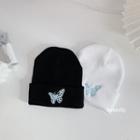 Embroidered Butterfly Knit Beanie