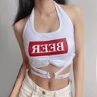 Halter-neck Lettering Chained Top