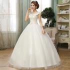 Cap-sleeve Embellished A-line Wedding Gown