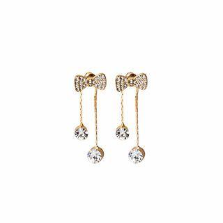 Rhinestone Bow Drop Earring E4928 - 1 Pair - Gold - One Size
