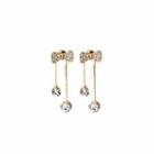 Rhinestone Bow Drop Earring E4928 - 1 Pair - Gold - One Size