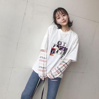 Mock Two-piece Print T-shirt
