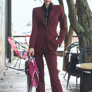 Set: Peak-lapel Blazer + Cropped Dress Pants