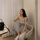 Ruffle Trim Spaghetti Strap Wide-leg Jumpsuit