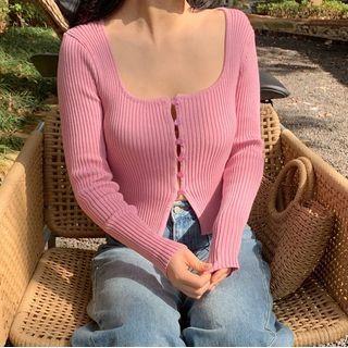 Ribbed Crop Camisole Top Pink - One Size