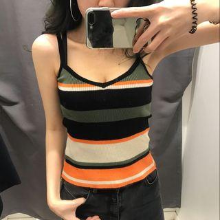 Colour Block Strap Knit Top