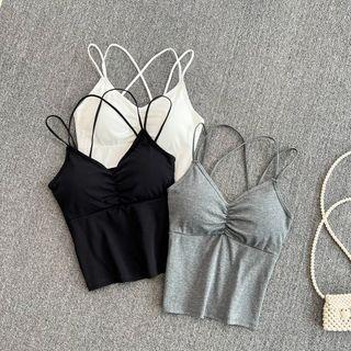 Ruched Cross Strap Camisole Top
